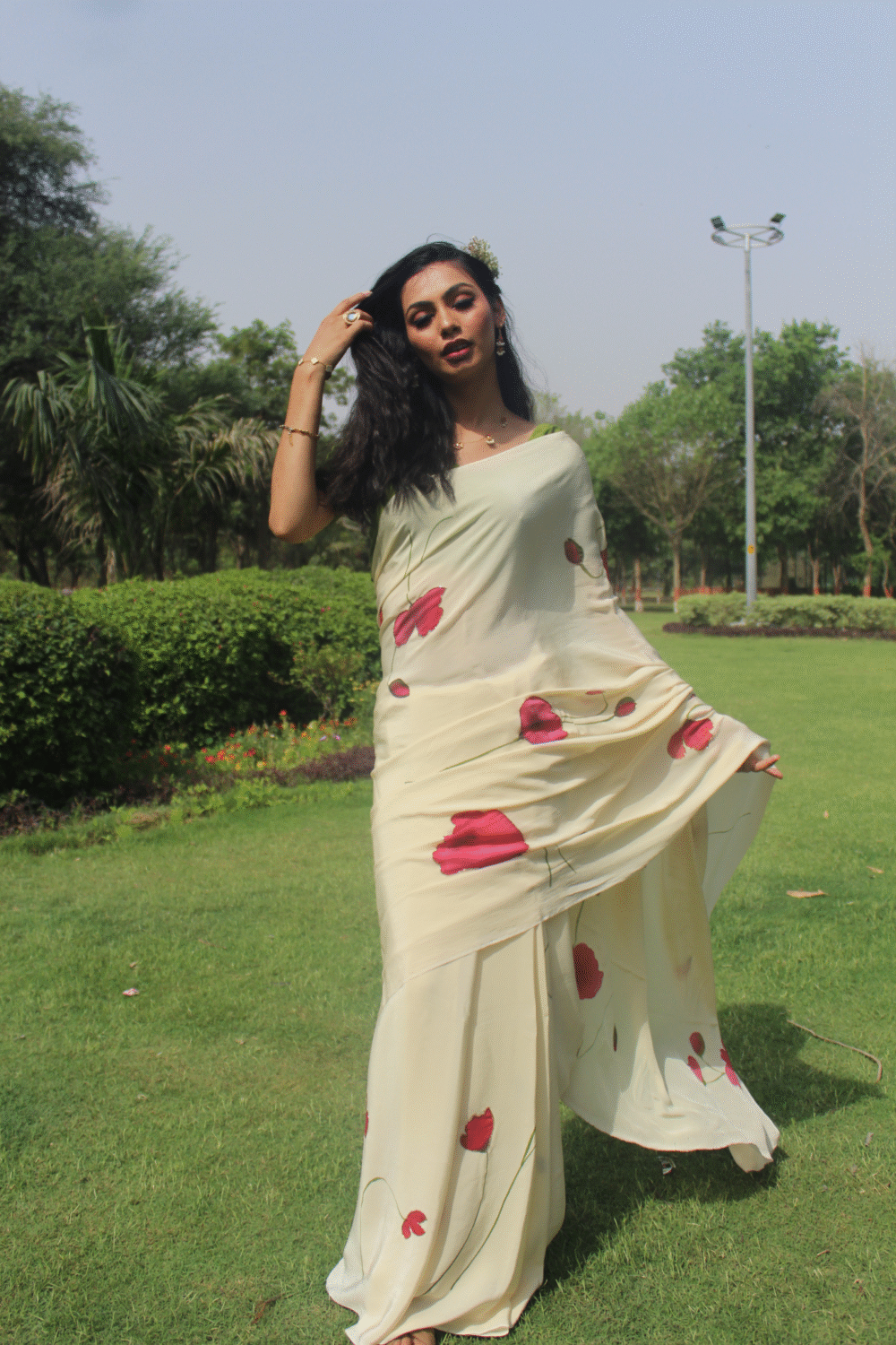 Little Red Poppies Saree