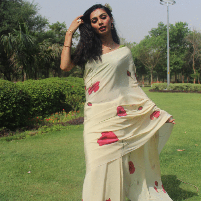 Little Red Poppies Saree