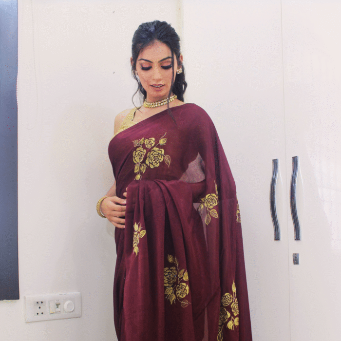 The Maroon Roseate Saree